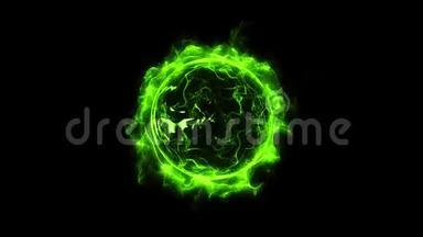 绿色圆形闪耀发光的光环闪耀强力效果粉尘爆炸
